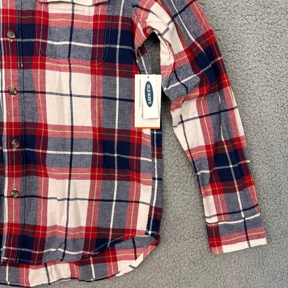 NEW Old navy Plaid Button Up Mens small Flex Blue Red‎ Long Sleeve Shirt - Picture 2 of 10